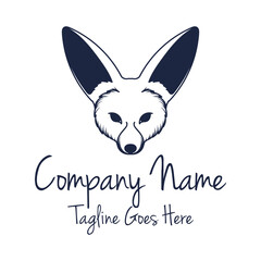 Cute Funny Fennec Fox Head Face Illustration Logo Design