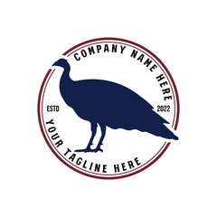 Vintage Retro Peacock Peafowl Silhouette Badge Emblem Label Logo Design