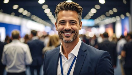 Confident man at a convention