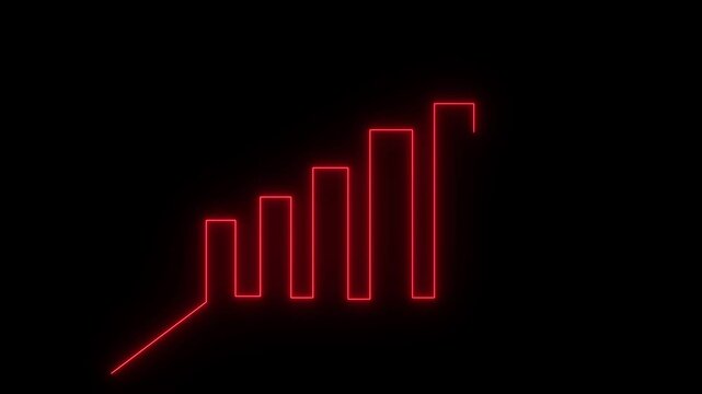 Chart with red Arrow Flat Icon. Pixel Perfect. For Mobile and Web. Green screen background 4K