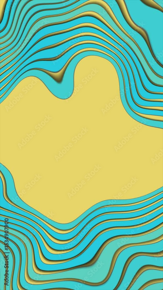 Aufkleber Blue curved wavy circular lines pattern abstract geometric motion background. Vertical looped video animation