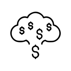 Cloud Finance Icon – Dollar Rain Symbol for Online Money Concept