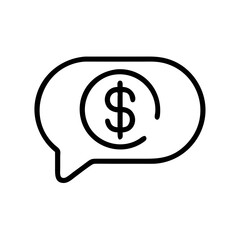Dollar Chat Icon - Financial Communication Line Symbol