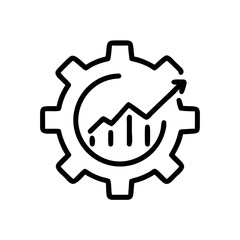 Growth Analytics Gear Icon - Business Optimization Line Symbol