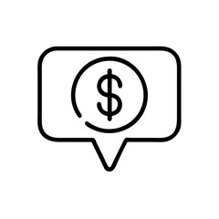 Dollar Symbol in Speech Bubble Line Icon for Finance Communication
