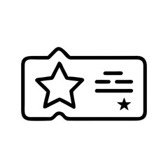 Event Ticket Icon with Star Symbol in Outline Design