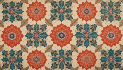 Ornate floral pattern on a cream background.