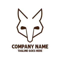 Simple Minimalist Wolf Fox Coyote Head Face with Golf Stick Logo Design