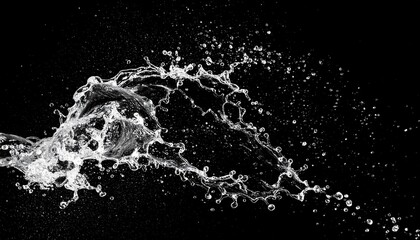 黒背景に躍る水の躍動的なテクスチャ2