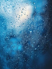 Obraz premium Raindrops on glass creating a tranquil mood.