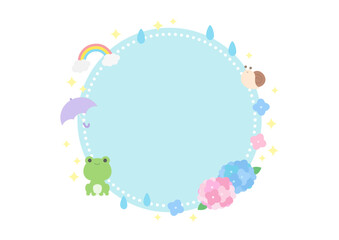 かわいい梅雨の円形のフレーム