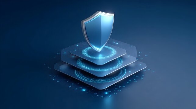 Digital Shield Security Concept with Layers and Technology Background