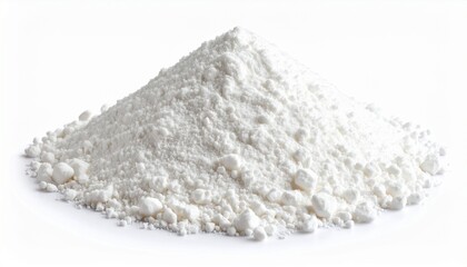 Calcium Carbonate Powder on White Background