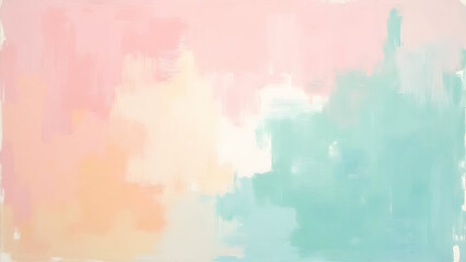 Abstract pastel background with pink peach and turquoise brushstrokes