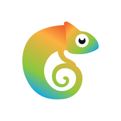 chameleon colorful logo design concept creative idea