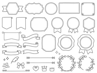 ビンテージフレームやエンブレムのセット