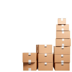 Fototapeta premium Organized stack of cardboard boxes against plain background