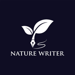 Nature Writer Logo &ndash; Eco Pen Leaf Concept Vector Design