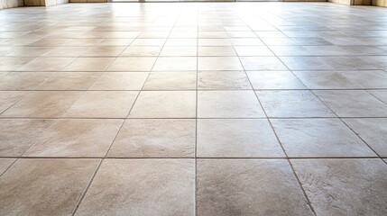 Interior floor of beige square tiles