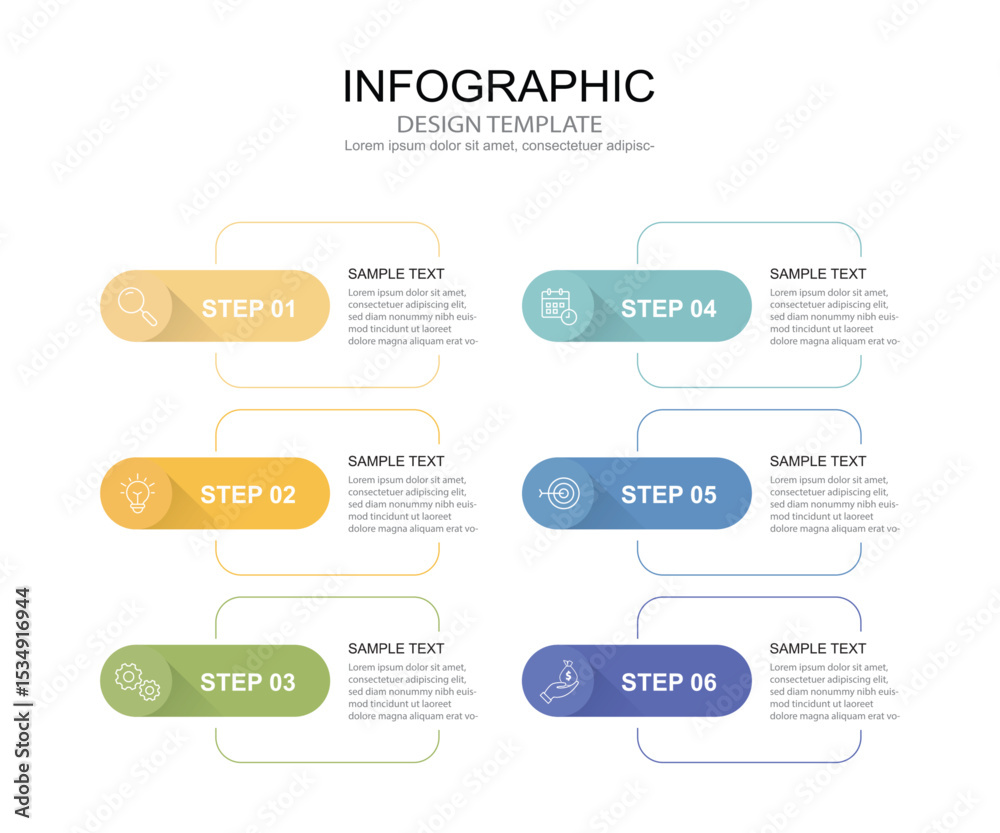 Poster infographic 6 options design elements for your business data. vector illustration