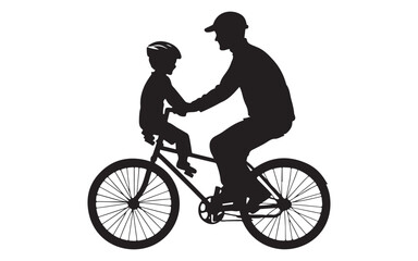 Obraz premium father's day silhouette of a couple riding a bicycle