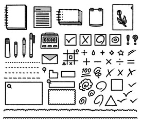 文房具と記号のアイコンセット
