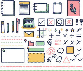 文房具と記号のアイコンセット