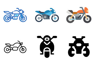 Obraz premium Motorcycle Icon Bike Ride Vehicle Speed Symbol Set
