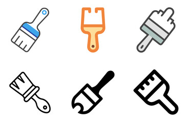 Paint Brush Icon Art Creative Design Tool Symbol Set