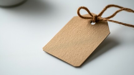 Light brown tag, tied with twine
