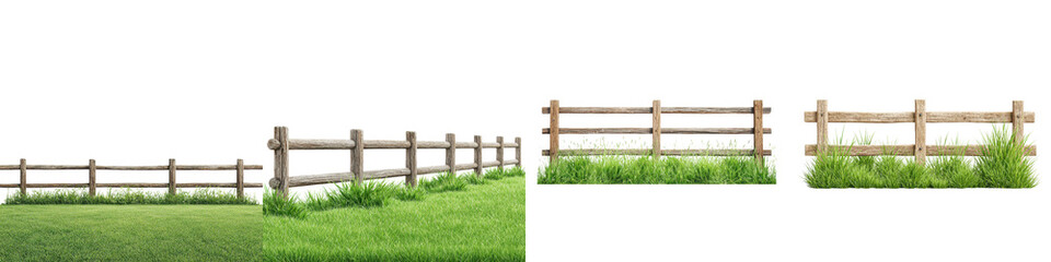 Obraz premium Idyllic rural countryside scene with wooden fences in a meadow