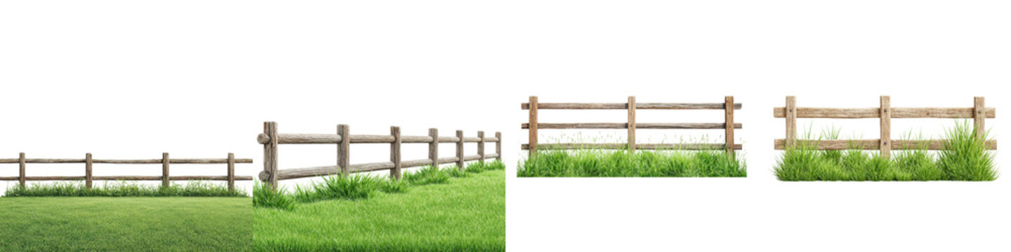 Idyllic rural countryside scene with wooden fences in a meadow