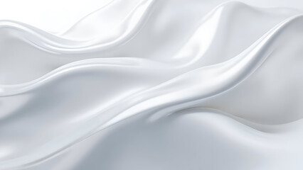 Elegant flowing white fabric with smooth and shiny waves for backgrounds