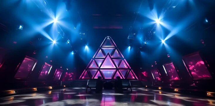 futuristic space party room with neon lights