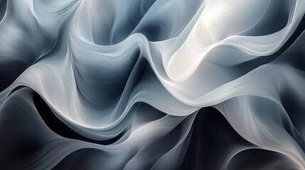 Obraz premium Abstract swirling grayscale background with smooth, flowing waves and curves.