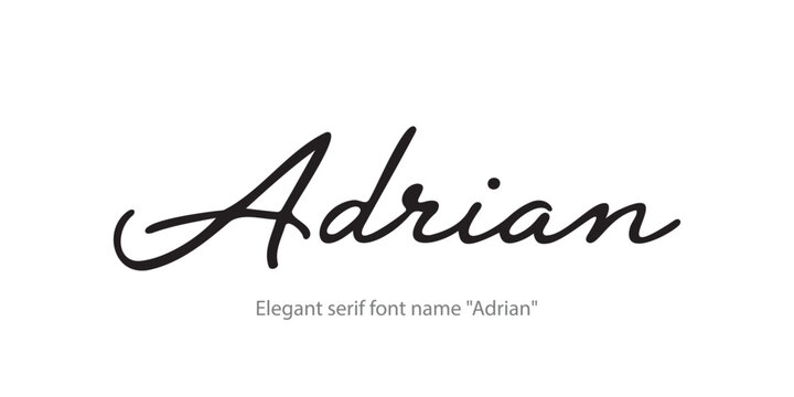 Elegant serif font displaying the name &ldquo;Adrian&rdquo; with refined typography, perfect for luxury branding, fashion, editorial design, and premium identity.