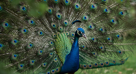 Fototapeta premium peacock with feathers out
