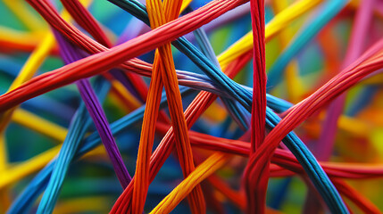 Vibrant Tangle of Multicolored Wires