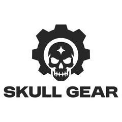 skull gear flat minimalist logo design