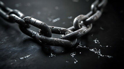 Heavy Chain with Broken Links on Dark Surface