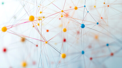 Abstract Network of Interconnected Nodes with Vibrant Colors