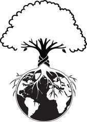 tree with roots illustration artwork
