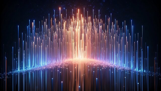 Data Light Explosion in Abstract Digital Space Representing High-Speed Internet, Cloud Computing and AI Growth.