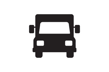 Delivery Truck Front silhouette vector with white background