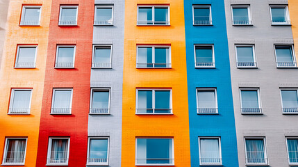 Naklejka premium Colorful Facade of Modern Apartment Building