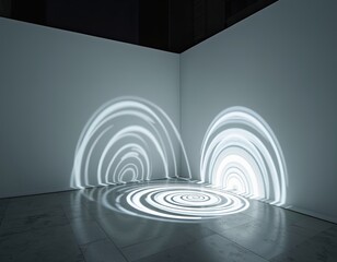 Fototapeta premium Dual Spiral Lights in Modern Architectural Space