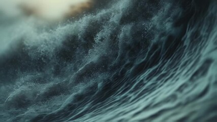 Magnificent ocean waves crashing and rolling in deep turquoise hues in slow motion - Powered by Adobe