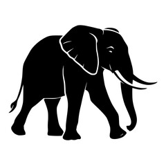 Fototapeta premium Black silhouette of an elephant walking forward 