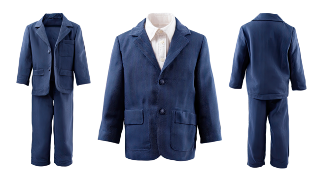 Blue school suit for boy isolated on transparent background - Powered by Adobe