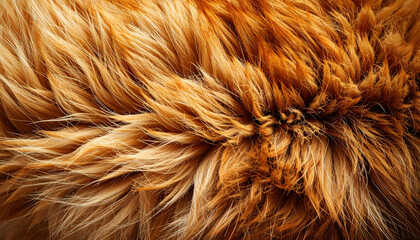 Fototapeta premium close up macro texture of short golden brown animal fur with directional pattern, soft fluffy hair background for pet, fabric or design concept 